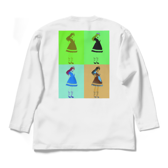 白ロングスリーブTシャツ - L - (緑模様)