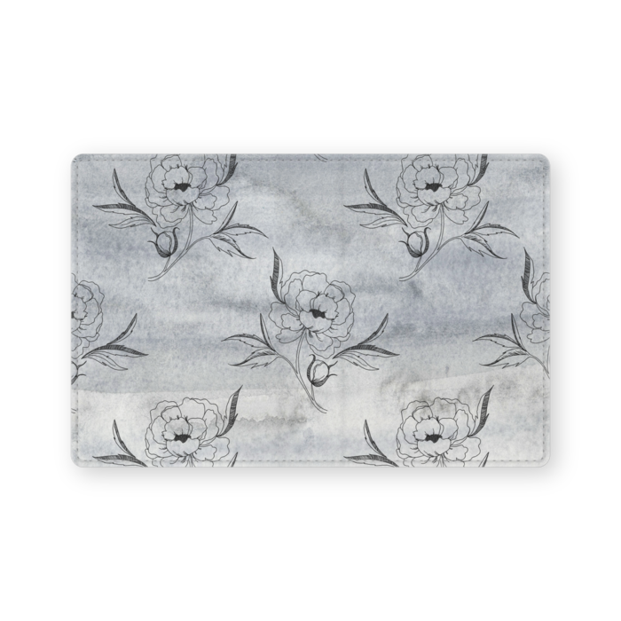 全４種類 水彩花柄グレーのシックなレザー製名刺入れ Snorkmaiden S Booth