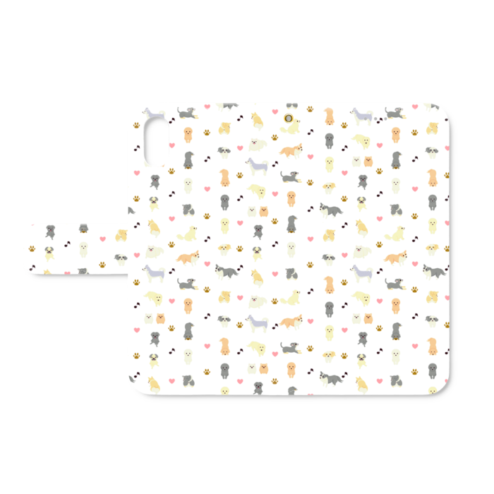 手帳型iPhoneケース　iPhone XS / X　ベルトあり＋穴あり　白