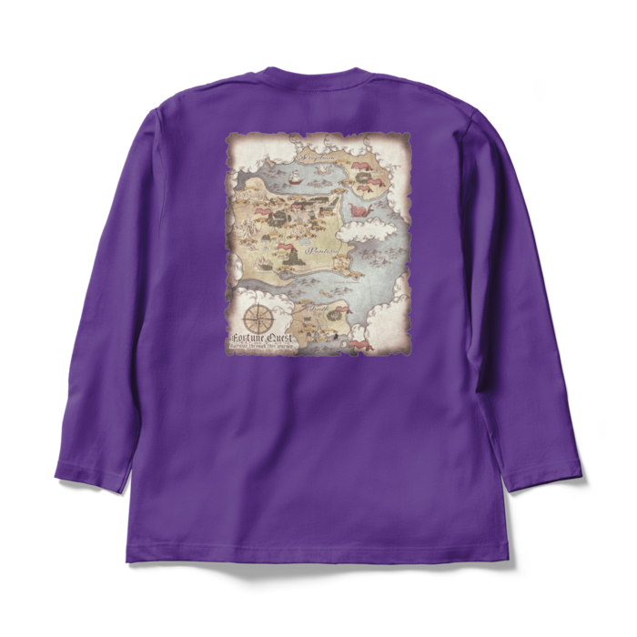 背面マップロングスリーブTシャツ - XL - パープル