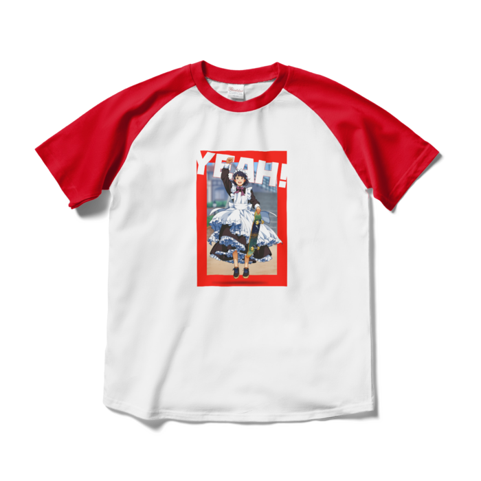 ラグランTシャツ - M - ホワイト×レッド