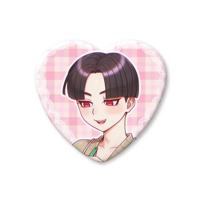 ハート缶バッジ - 57 × 52.5mm