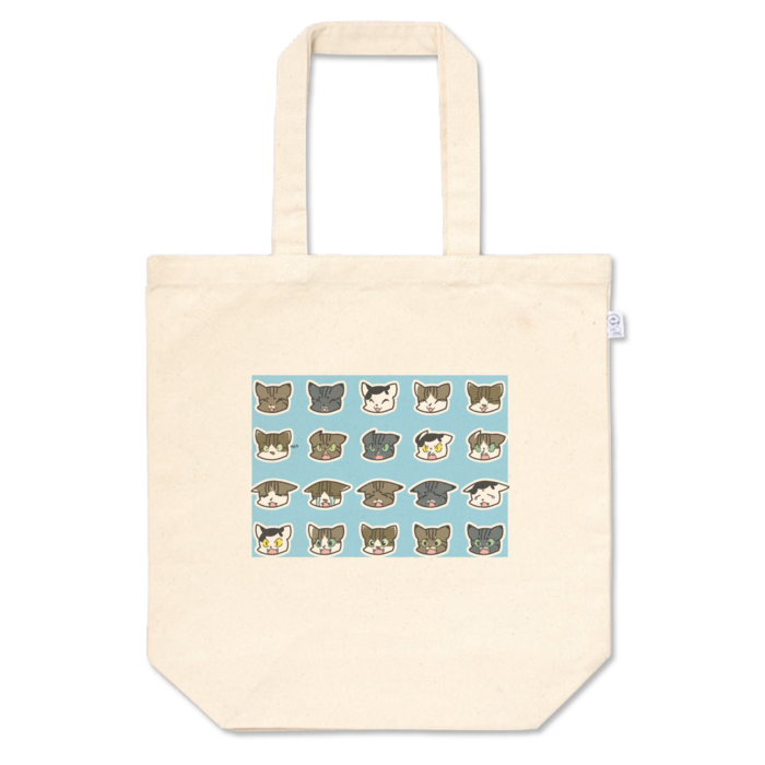 面積小瓜猫トートバッグ・ブルー