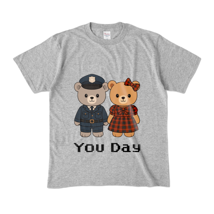 カラーTシャツ - M - 杢グレー (濃色)  - 文字ブラック