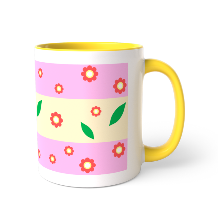 ツートンカラーマグカップ - 直径 8.2cm / 高さ 9.5cm(黄色)