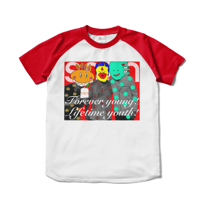 ラグランTシャツ - S - ホワイト×レッド