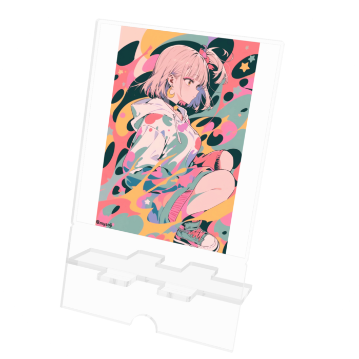 アクリルスマホスタンド - W100 × H160mm 以内 （ケーブル穴あり）