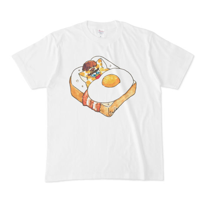ベーコンエッグのお布団Tシャツ - M - 白