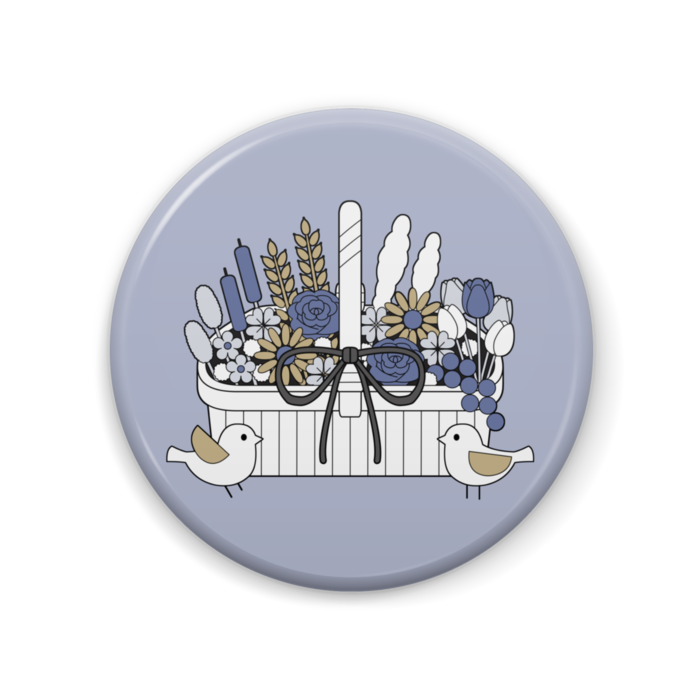 缶バッジA　円形　くすみブルー　直径57mm