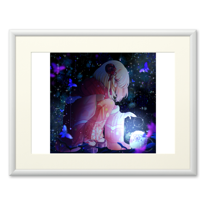 ひつじと漆黒の中の光(白) - A4