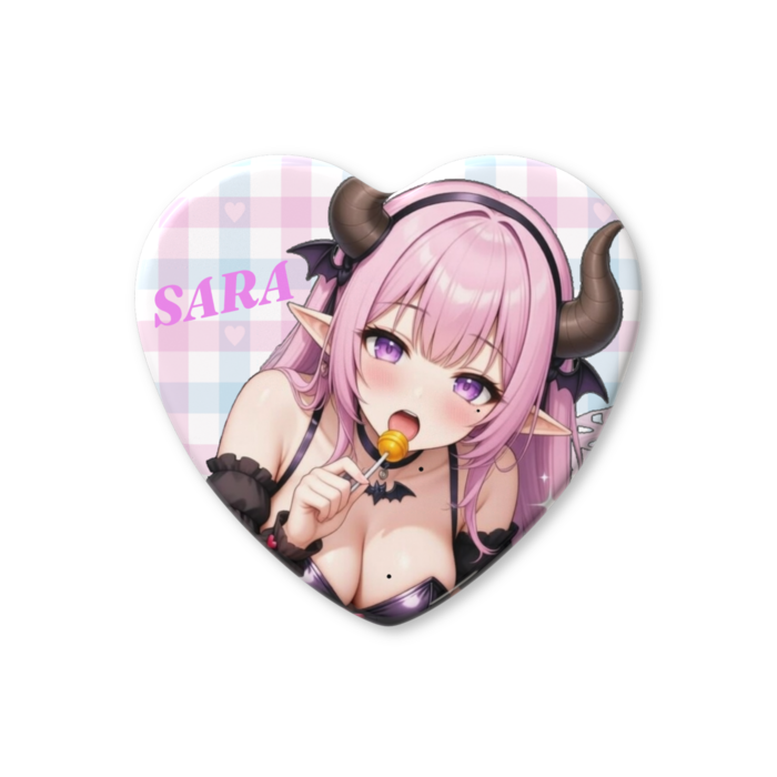 ハート缶バッジ - 57 × 52.5mm