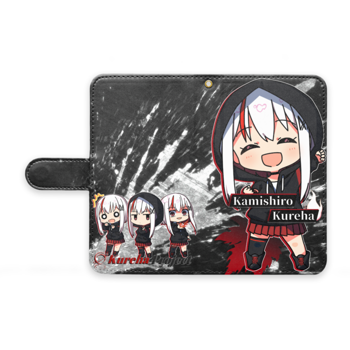手帳型Androidケース - M - ストラップ穴 あり(デザイン2黒)