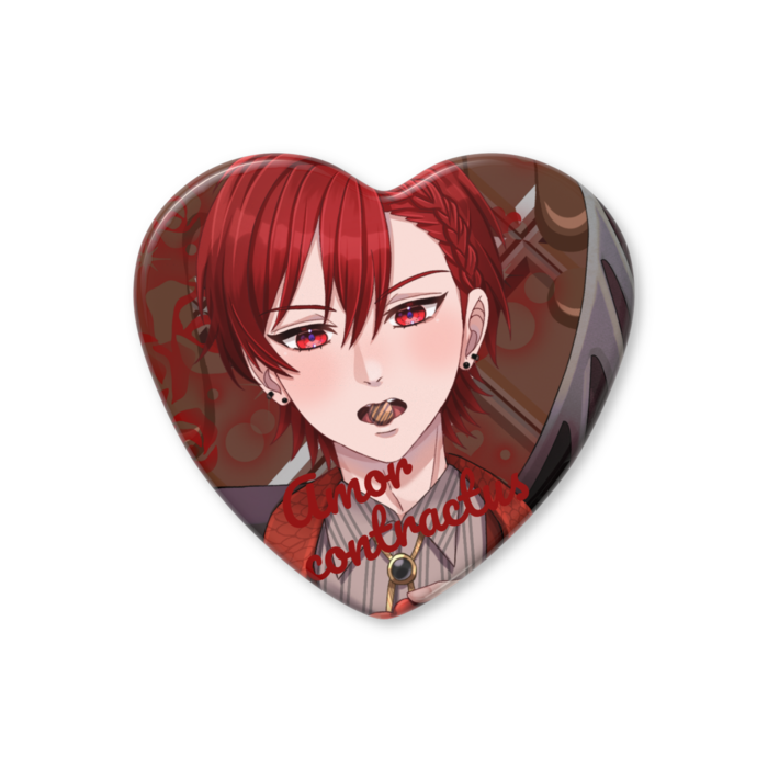 ハート缶バッジ - 57 × 52.5mm