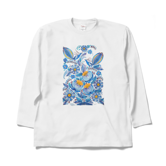 ロングスリーブTシャツ  (ブルー) - XL - ホワイト