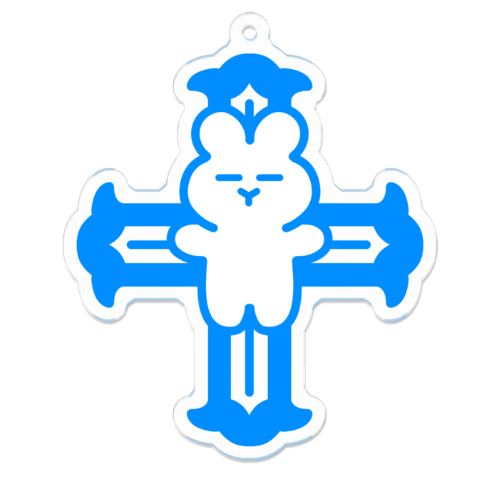 白×ブルー - 70 x 70 (mm)