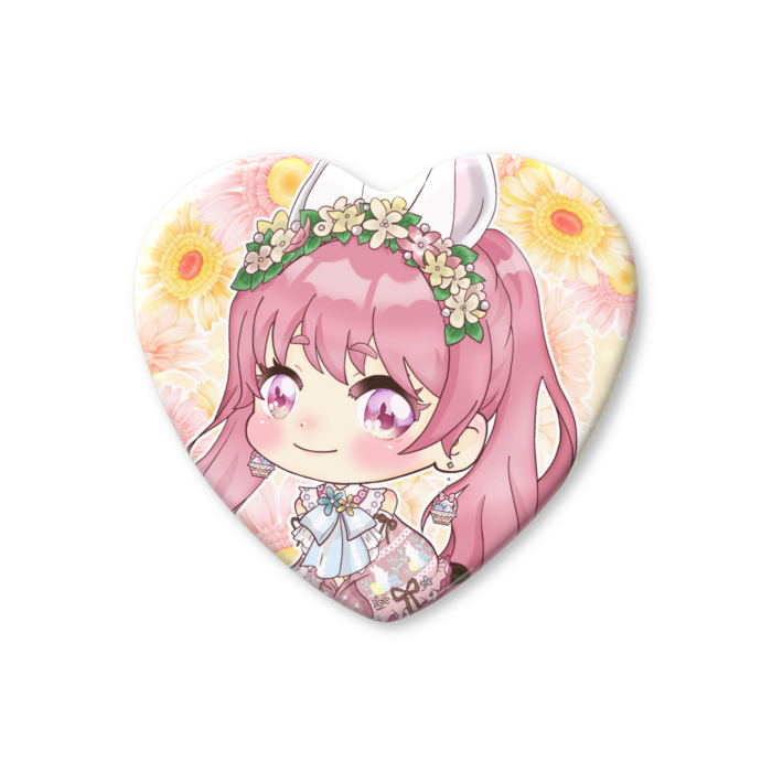 ハート缶バッジ - 52.5 × 57mm