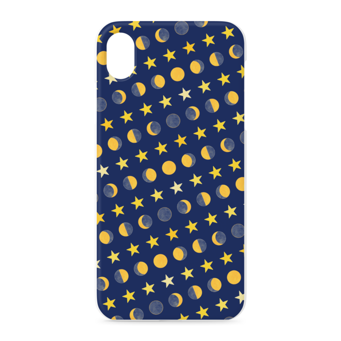 iPhoneケース・月と星・紺:iPhone XR - 正面印刷のみ