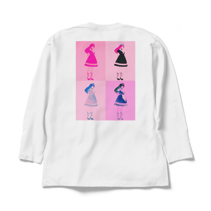 白ロングスリーブTシャツ - XL - (ピンク模様)