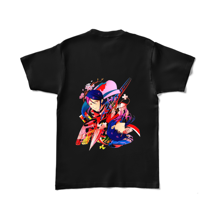 カラーTシャツ - L - ブラック (濃色)(レトロカラー)正面ワンポイントなし背面のみ