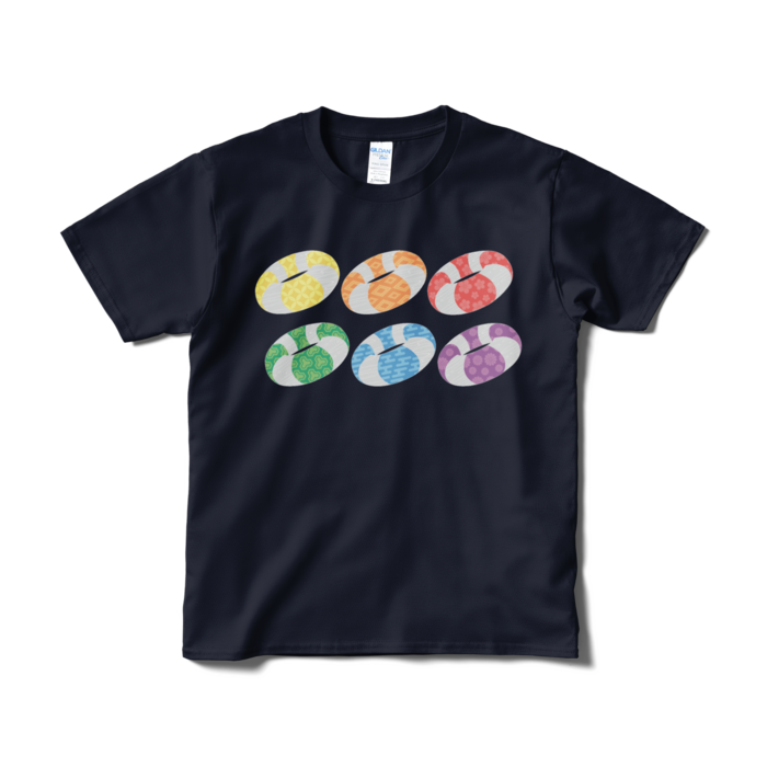 和柄浮き輪Tシャツ(短納期) - S - ネイビー