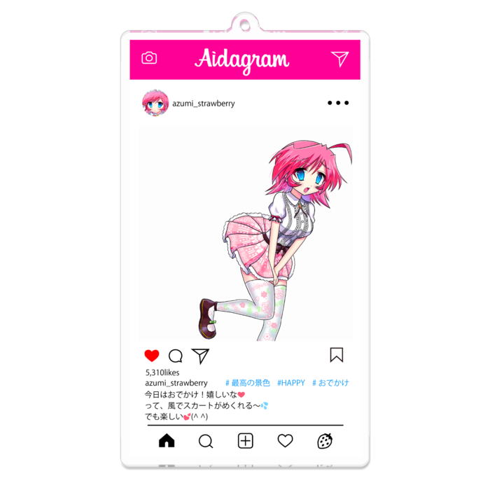 仁科あずみ インスタ風アクリルキーホルダー（コーティング