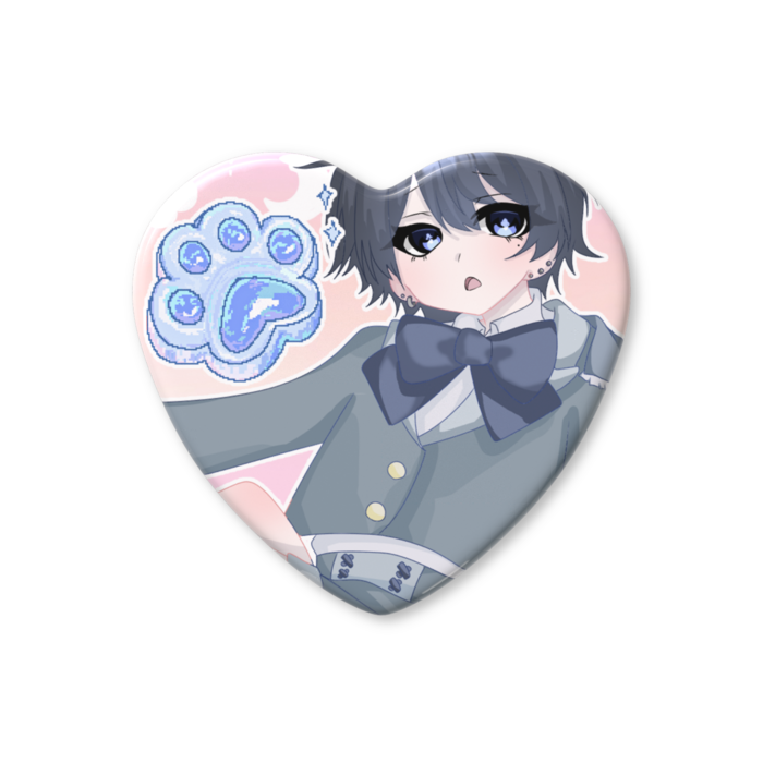 ハート缶バッジ - 57 × 52.5mm