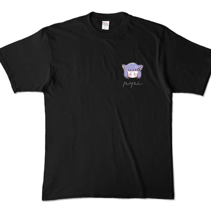 胸元ワンポイントver.カラーTシャツ - XL - ブラック (濃色)