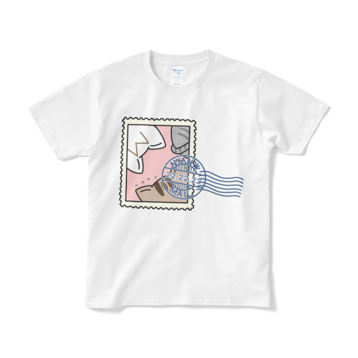猫切手Tシャツ - S - ホワイト
