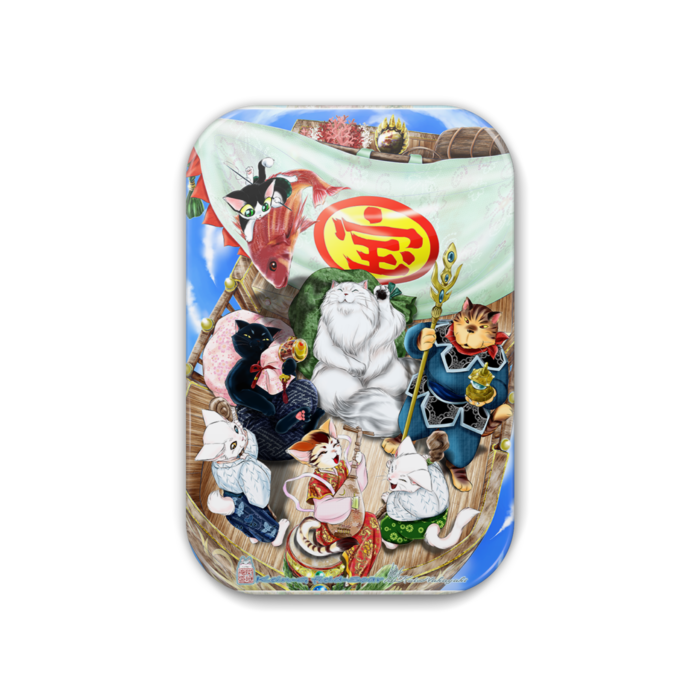 缶バッチ51 x76-七福猫-空