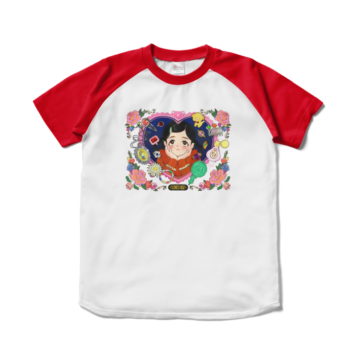 ラグランTシャツ - S - ホワイト×レッド
