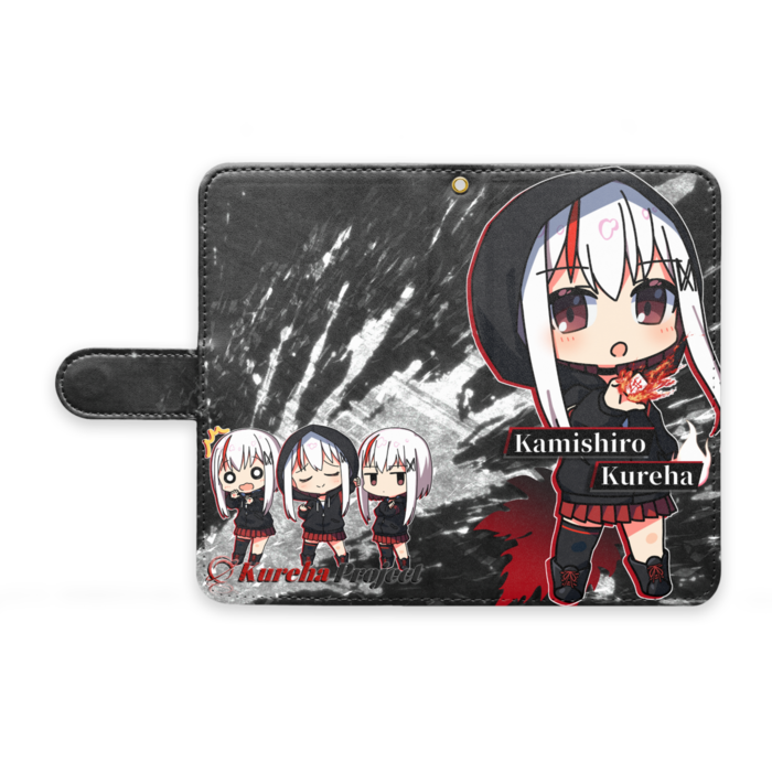 手帳型Androidケース - M - ストラップ穴 あり(デザイン1黒)