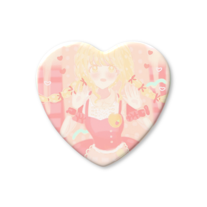 ハート缶バッジ - 57 × 52.5mm