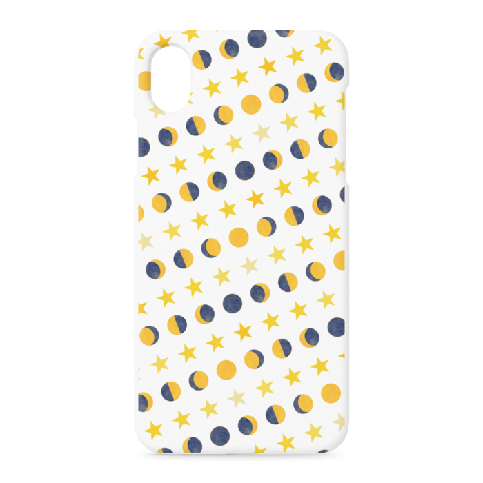 iPhoneケース・月と星・白:iPhone XR - 正面印刷のみ