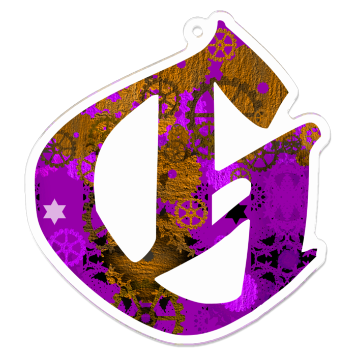 紫G　アクリルキーホルダー - 70 x 70 (mm)