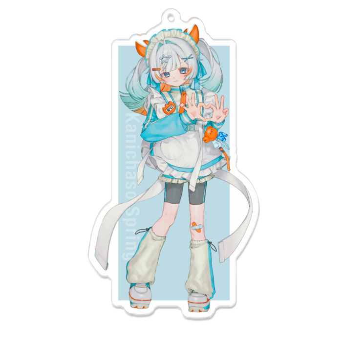 でかい！春服カニちゃそアクリルキーホルダー100x100mm