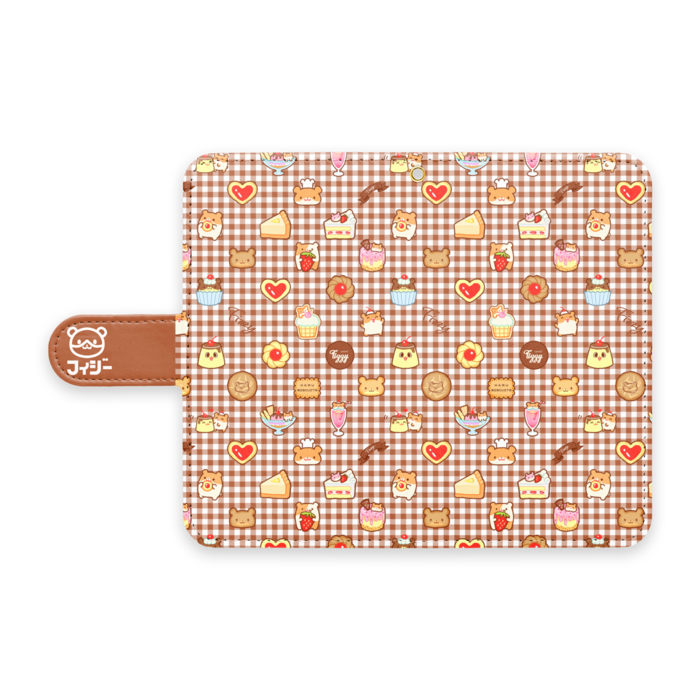 手帳型Androidケース - S - ストラップ穴 あり(茶)
