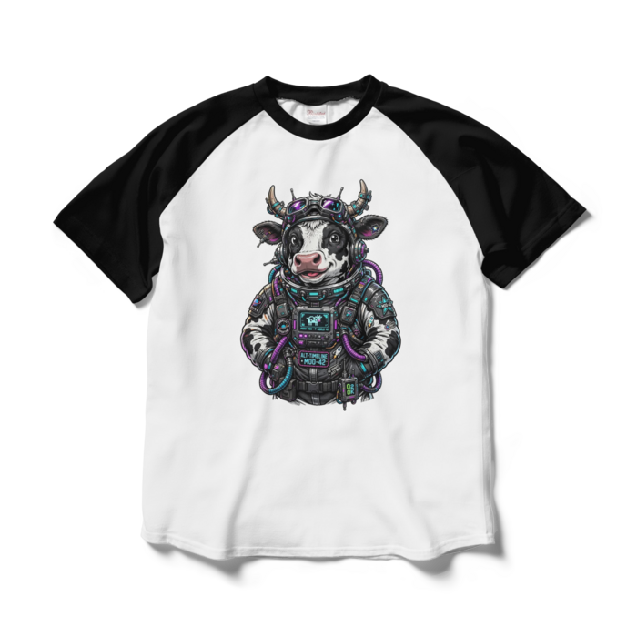 ラグランTシャツ - L - ホワイト×ブラック