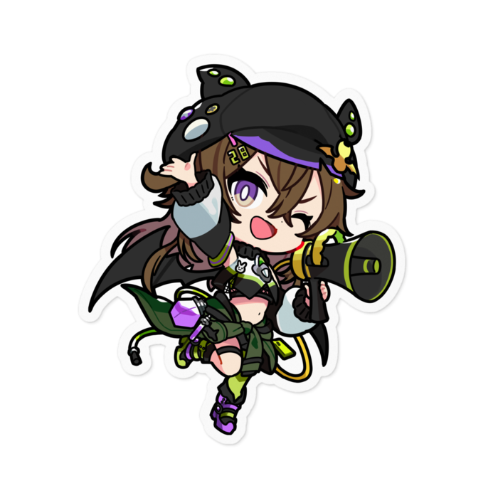 我輝帽子verステッカー - 100 x 100 (mm)