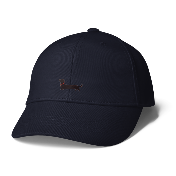ダックスフンドシルエット キャップ-ネイビー
