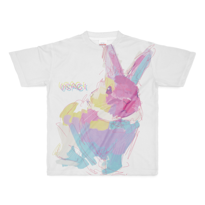 虹色　フルグラフィックTシャツ - M - 正面印刷のみ
