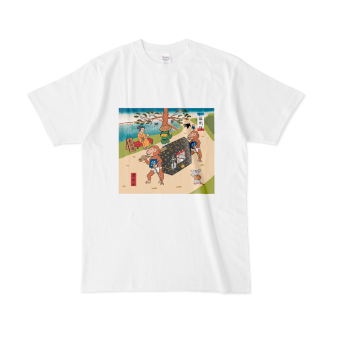 Tシャツ - L - 白 (おさるの駕籠屋)
