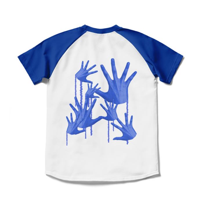 ラグランTシャツ - S - ホワイト×ロイヤルブルー