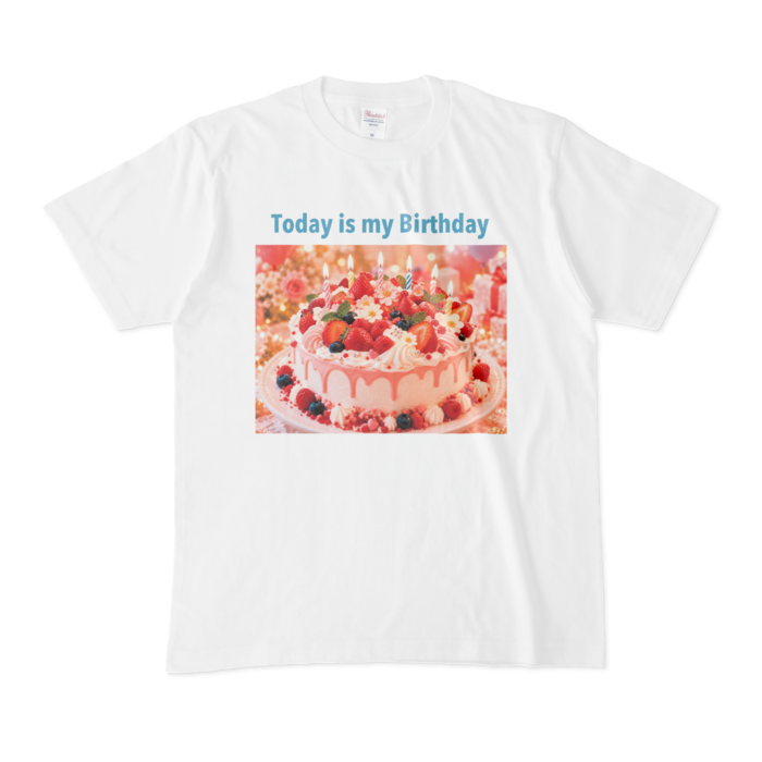 Tシャツ - M - 白- 水色文字