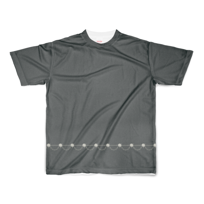 フルグラフィックTシャツ　白薔薇×黒色　S