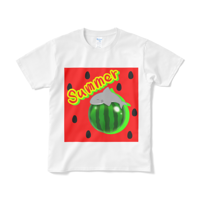 寝てるサメ　Tシャツ（短納期） - S - ホワイト