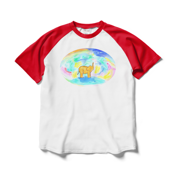 ラグランTシャツ - L - ホワイト×レッド