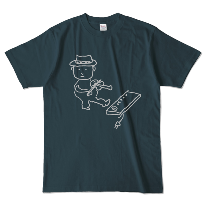 Tシャツ - L - デニム (濃色)-キャラ大