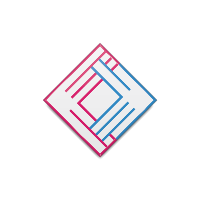 缶バッジピンク×水 - ひし形40mm(4)