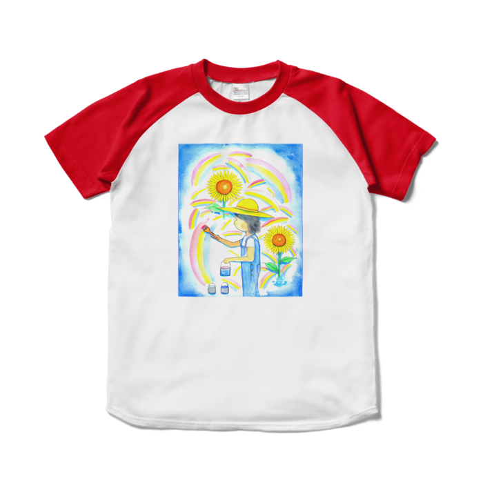 ラグランTシャツ - S - ホワイト×レッド