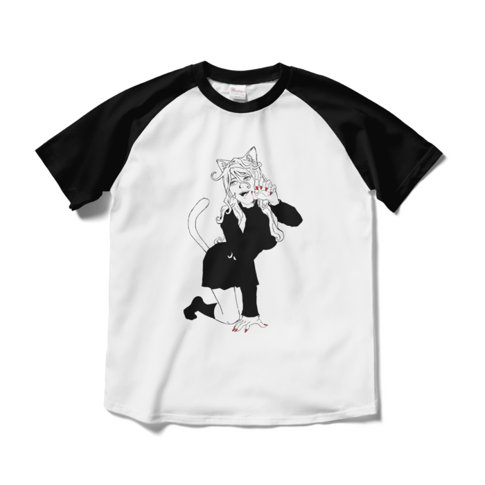 ラグランTシャツ - M - ホワイト×ブラック